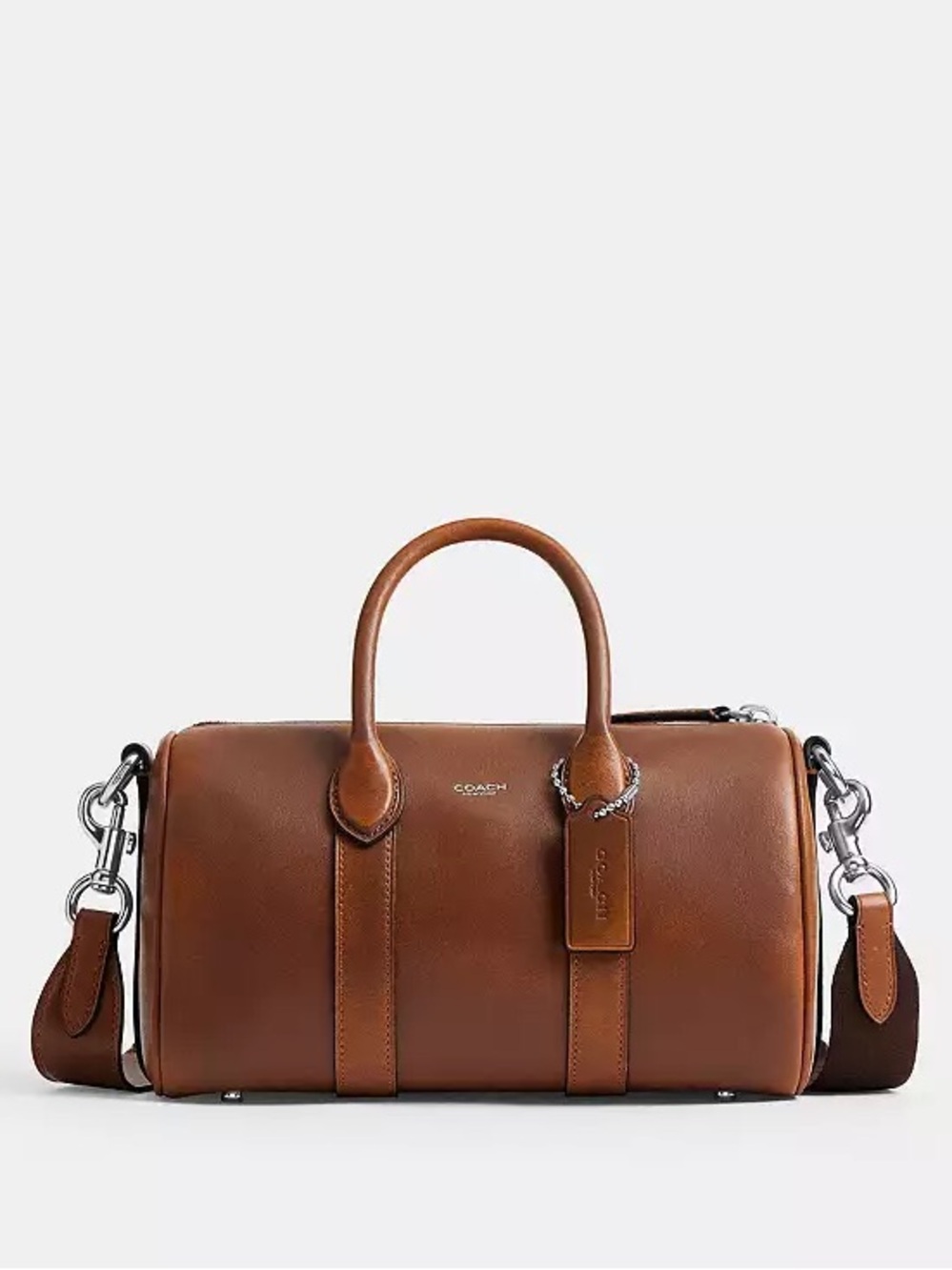 Coach Compass Bag 25 in Loved Leather Silver/Saddle/Burnt Sienna Glovetanned NWT